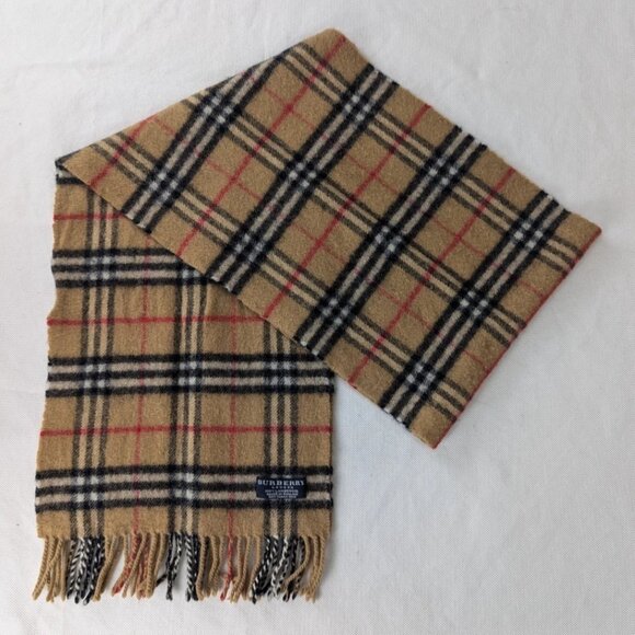 Burberry Unisex Lambswool Check Scarf Beige - Used – Soft Warm Designer Style - Picture 1 of 7